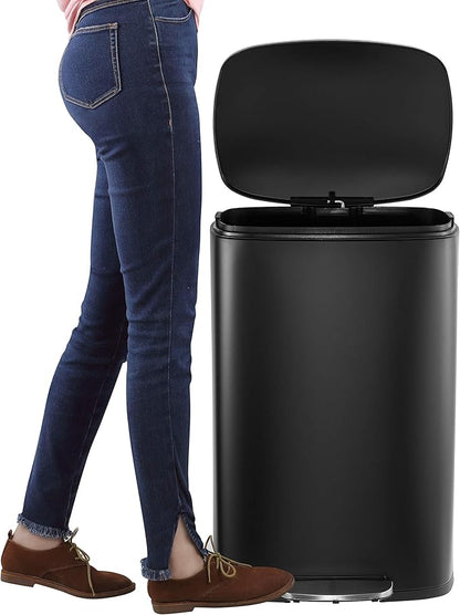 happimess HPM1006B Connor Rectangular 13-Gallon Trash Can with Soft-Close Lid and Free Mini Trash Can, Fingerprint Resistant, Modern, Minimalistic for Home, Kitchen, Office, Bathroom, Black - Image 6