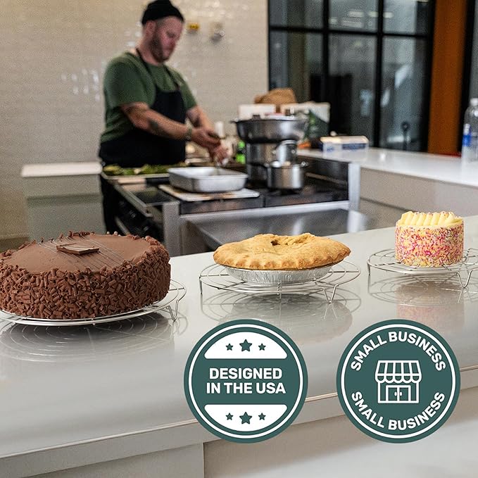 Ultra Cuisine 3 Set Round Cooling Racks for Cooking and Baking – Oven & Dishwasher-Safe, 100% Stainless Steel Steaming and Baking Rack - Fits Air Fryer, Pressure Cooker & Cake Pan (7.5, 9 & 10.5 Inch) - Image 4