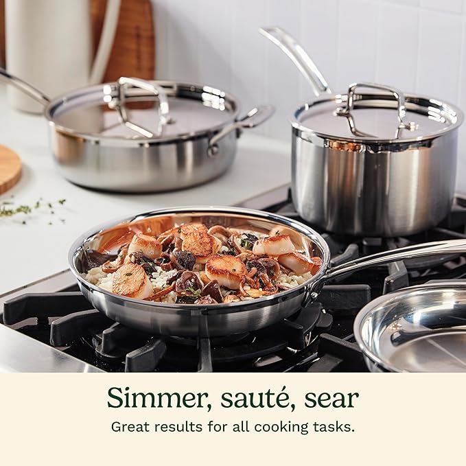 Cuisinart 12-Piece MultiClad Pro Triple Ply Stainless Stainless Steel Pots and Pans Set, Cookware Set Compatible with Induction, Electric, Gas Cooktops, Cool Grip Handles, Oven Safe to 500°F, Silver - Image 2