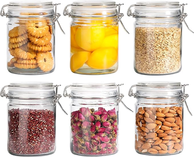ComSaf 6-Pack 25oz Straight Sided Glass Jars with Lids, Meal Prep & Canning Containers for Overnight Oats, Salads, Fermenting & Pickling, Easy-to-Clean Cylinder Canisters for Pantry by ComSaf