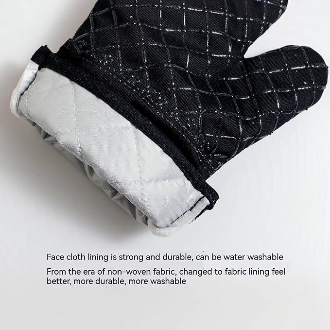 Oven Mitts and Pan Racks 4-Piece Set, Extended Kitchen Oven Mitts and Pan Racks, Heat Resistant 500 °F, Silicone Non-Slip Surface for Baking and Cooking (Black) - Image 4