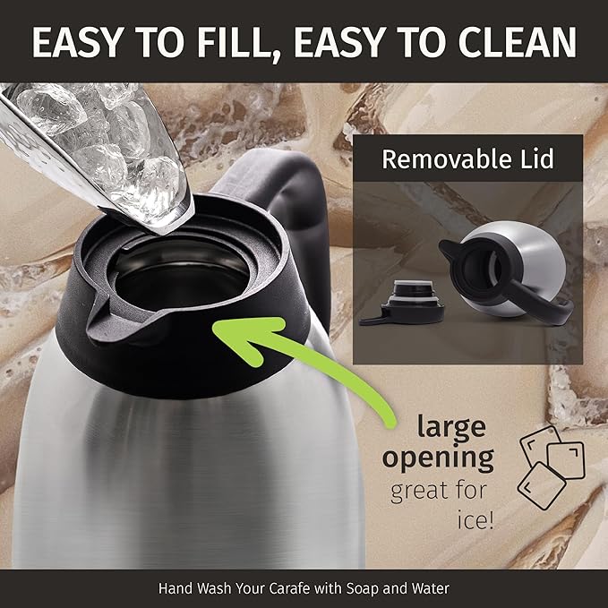 Cresimo Thermal Coffee Carafe 68oz / 2L - 12 Hours Hot Beverage Dispenser, Insulated Stainless Steel Carafe for Liquids, Coffee Carafes For Keeping Hot Water Dispenser for Parties - Large Tea Flask - Image 6