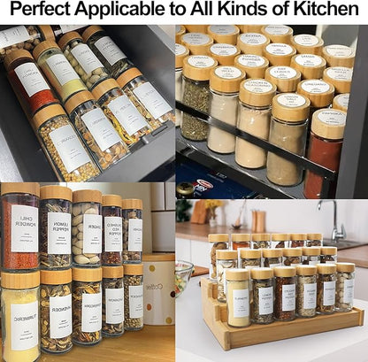 AISIPRIN Glass Spice Jars with 398 Labels-4oz 24 Pcs,Round Seasoning Jars with Bamboo Airtight Lids,Spice Container Set -Shaker Lids, Funnel,Brush and Marker Included - Image 7