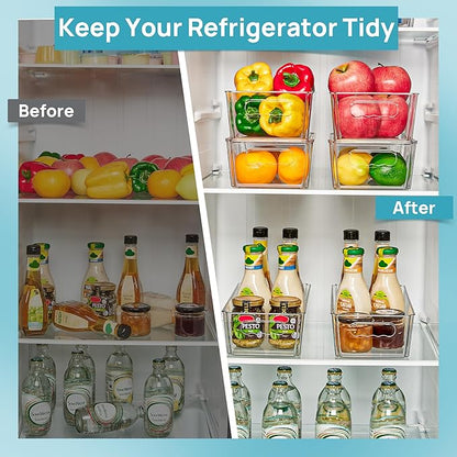 Vtopmart 2pcs Clear Organizers and Storage Bins with Lids, Stackable Plastic Storage Containers with Handles for Fridge, Freezer, Pantry, Cabinet, Kitchen Organization - Image 4
