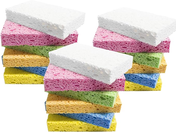 ARCLIBER Cleaning Scrub Sponge,Cellulose Non-Scratch for Kitchen,Bathroom,Cars,Colorful Compressed Sponge (18 Pack) by ARCLIBER