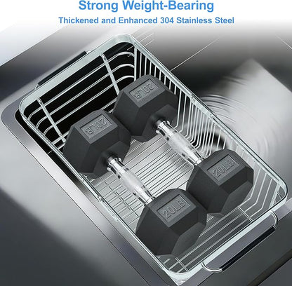 Dish Drying Rack Over The Sink, Stainless Steel Dish Racks for Kitchen Counter, Expandable Drainer for Kitchen Sink Organizer, 2-in-1 Extend Drain Basket and Plates Holder for Utensil Storage