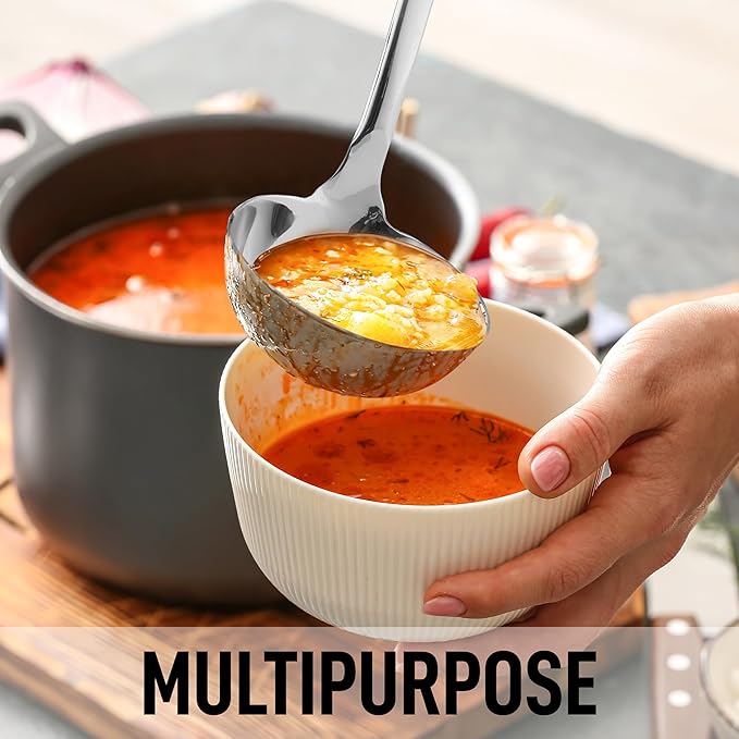 Zulay Kitchen Stainless Steel Soup Ladle - 13” Large Ladle for Soups, Stews & Sauces - Durable, Heat-Resistant, Rust-Proof & Dishwasher Safe Kitchen Utensil with Ergonomic Handle - Image 4