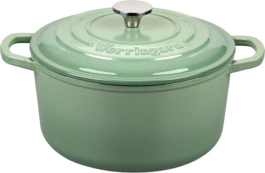VORRINGARD Enameled Cast Iron Dutch Oven Pot with Lid, for Sourdough Bread Baking, Round Dutch Ovens, 4.5 Quart, Sage Green by Unknown