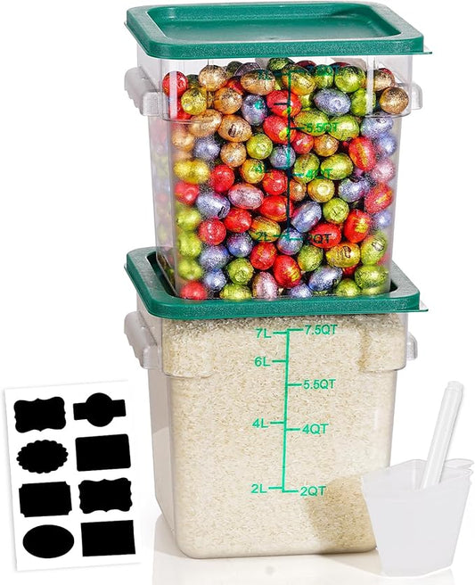 8QT Clear Food Storage Containers: 2 PCS[Food Grade][Hot&Cold Resistant] NSF Food Storage Containers with Lids for Home Restaurant Kitchen Storage Pizza Proof Dough, BPA Free(GREEN N2) by SVKLHY