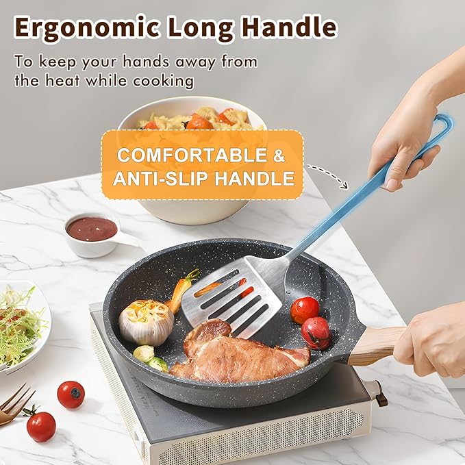 Stainless Steel Cooking Spoon, Solid Metal Serving Spoon, Heavy Duty Sturdy Large Soup Ladle, High Heat Resistant Kitchen Cooking Utensils for Mixing, Stirring, Ergonomic Handle, Easy to Clean, Silver - Image 6