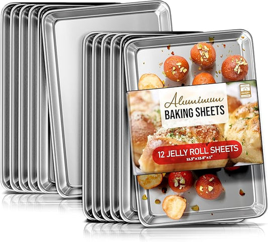 Eatex Aluminum Baking Sheet Set, 10" x 15" Jelly Roll Pan, Nonstick Cookie Sheets by Eatex