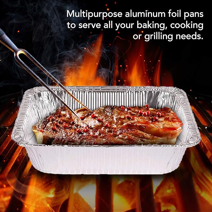 Stock Your Home 9x13 Aluminum Pans (40 Pack) - Disposable and Recyclable Foil Trays - Half Size Steam Table Deep Pans - Tin Foils for Cooking, Heating, Storing, Prepping Food - Image 4