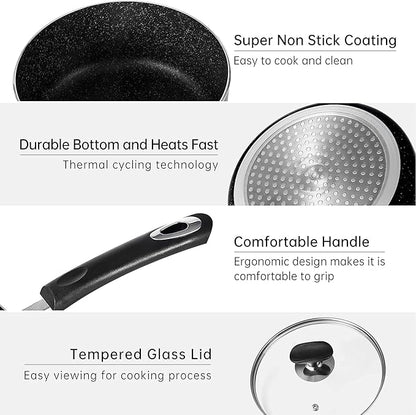 Nonstick Saucepan Set with Lid, Non Stick 1Qt & 2Qt Sauce Pan Set with Glass Lid Small Pot for Home Kitchen - Image 3