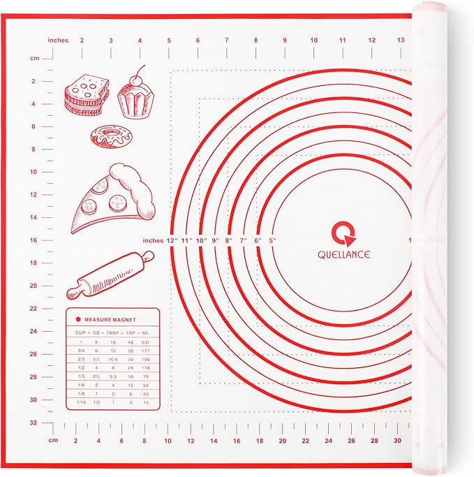 Silicone Pastry Baking Mat Dough - 16x24Inch Large Non Stick Slip Cookie Bread Rolling Mats Sheet, Kitchen Counter Kneading Cooking Board Pad Matt with Measurement for Pie Pizza Cookies Fondant Making by WelcometoQuellance