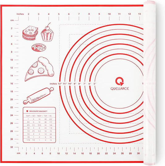 Silicone Pastry Baking Mat Dough - 16x24Inch Large Non Stick Slip Cookie Bread Rolling Mats Sheet, Kitchen Counter Kneading Cooking Board Pad Matt with Measurement for Pie Pizza Cookies Fondant Making by WelcometoQuellance