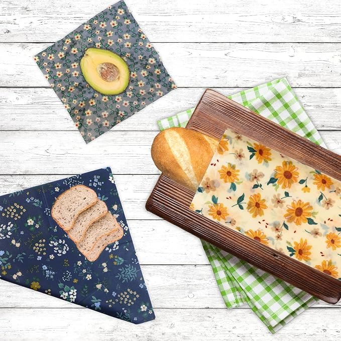 Reusable Beeswax Wrap - 9 Pack Beeswax Wraps for Food, Eco-Friendly Beeswax Food Wraps, Bread Sandwich Wrapper - Organic, Sustainable, Zero Waste, Reusable Plastic-Free Food Storage Wrap, 1XL, 3M, 5S - Image 6