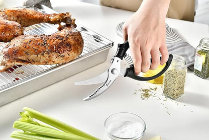 Heavy Duty Poultry Shears - Kitchen Scissors for Cutting Chicken, Poultry, Game, Meat - Chopping Vegetable - Spring Loaded