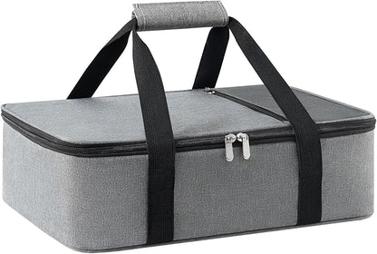 Insulated Casserole Carrier for Hot or Cold Food,Pie Carrier Bag Lunch Tote for Potluck Parties/Picnic/Cookouts, Fits 9"x13" Baking Dish,Grey