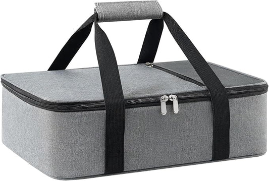 Insulated Casserole Carrier for Hot or Cold Food,Pie Carrier Bag Lunch Tote for Potluck Parties/Picnic/Cookouts, Fits 9"x13" Baking Dish,Grey