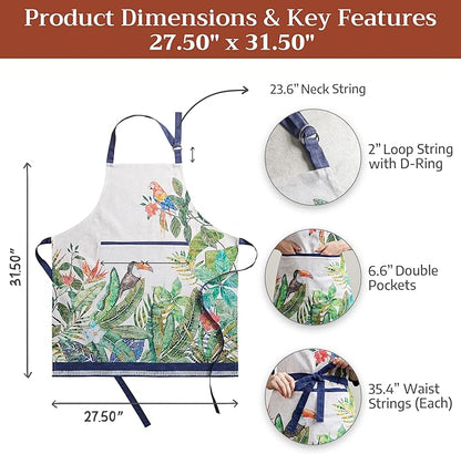 Maison d' Hermine 100% Cotton Apron for women with Pocket Kitchen Chef Apron for Men Cooking Mothers Day Gifts