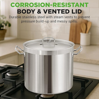 Nutrichef Stainless Steel Cookware Stockpot, 30 Quart Heavy Duty Induction Soup Pot With Stainless Steel Lid And Strong Riveted Handles, Even Heat Distribution, Compatible With Most Cooktops - Image 5