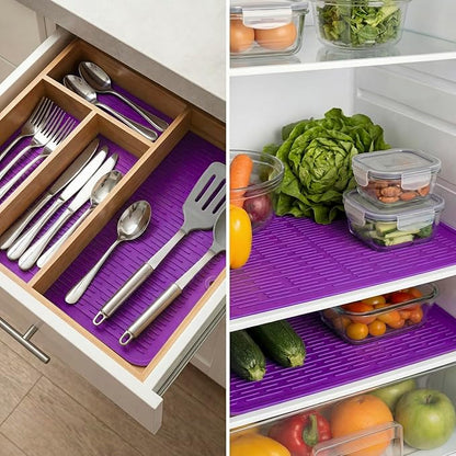 MicoYang Silicone Dish Drying Mat for Multiple Usage,Easy clean,Eco-friendly,Heat-resistant Silicone Mat for Kitchen Counter or Sink,Refrigerator or Drawer Liner Purple XL 18 inches x 16 inches - Image 5
