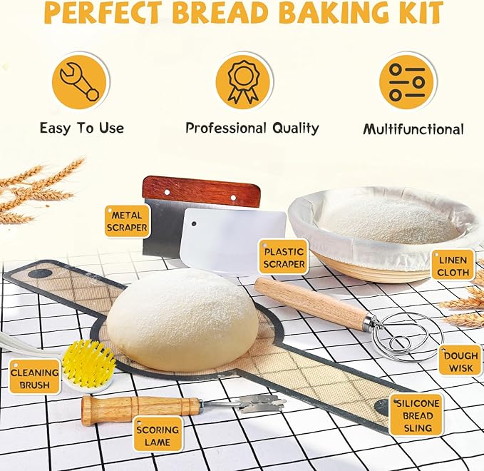 Advanced Cast Iron Dutch Oven for Baking, With Banneton Bread Proofing Basket & Baking Supplies, 5QT Multi-Functional Dutch Oven Pot with Lid, Cast Iron Bread Pan, Black - Image 6