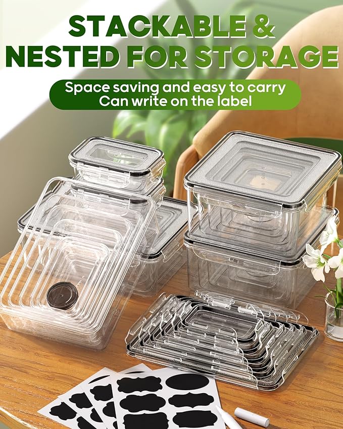 KEMETHY 70 PCS Food Storage Containers with Lids(35 Containers & 35 Lids), BPA-Free Plastic Food Containers for Kitchen Storage, Leak Proof, Reusable Meal Prep Containers with Labels & Pen - Image 8