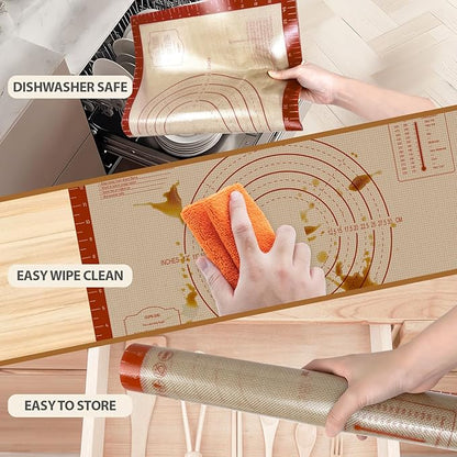 Silicone Baking Mat, 24" x 16" Baking Mat, Pastry Rolling Sourdough Baking Mat Supplies for Making Pizza, Pie, Cookies, Bread - Image 5