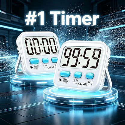 Antonki 2 Pack Digital Timer for Kids, Magnetic Countdown Kitchen Timers for Cooking, Egg, Classroom, Teacher, Exercise, Study, Oven - Battery Included - Image 2