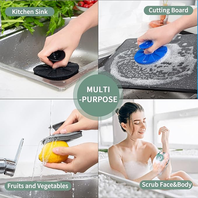 Silicone Sponge, BEAUTAIL Non-Scratch Scrub Sponges for Washing Dishes, Kitchen Fruit Vegetable Cleaning Brush, Long Lasting and Reusable Dishwashing Scrubber, Suction Up for Hang, 1 Pack, Olive Green - Image 6