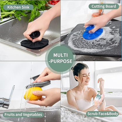 Silicone Sponge, BEAUTAIL Non-Scratch Scrub Sponges for Washing Dishes, Kitchen Fruit Vegetable Cleaning Brush, Long Lasting and Reusable Dishwashing Scrubber, Suction Up for Hang, 1 Pack, Olive Green - Image 6