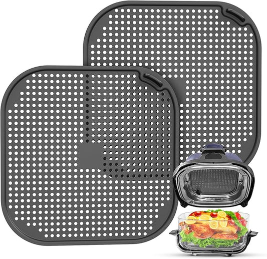 2 PCS Silicon Splatter Shield for Ninja Crispi Air Frye,Air Fryer Accessories for Ninja Crisp for Ninja Crisp Containers Air Fryer Accessories for Ninja Air Fryer Replacement Parts Grey