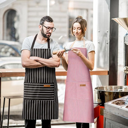 BeLuyi 2 Pack Adjustable Bib Apron with 2 Pockets Chef Cooking Kitchen Restaurant Aprons for Women Men - Image 5