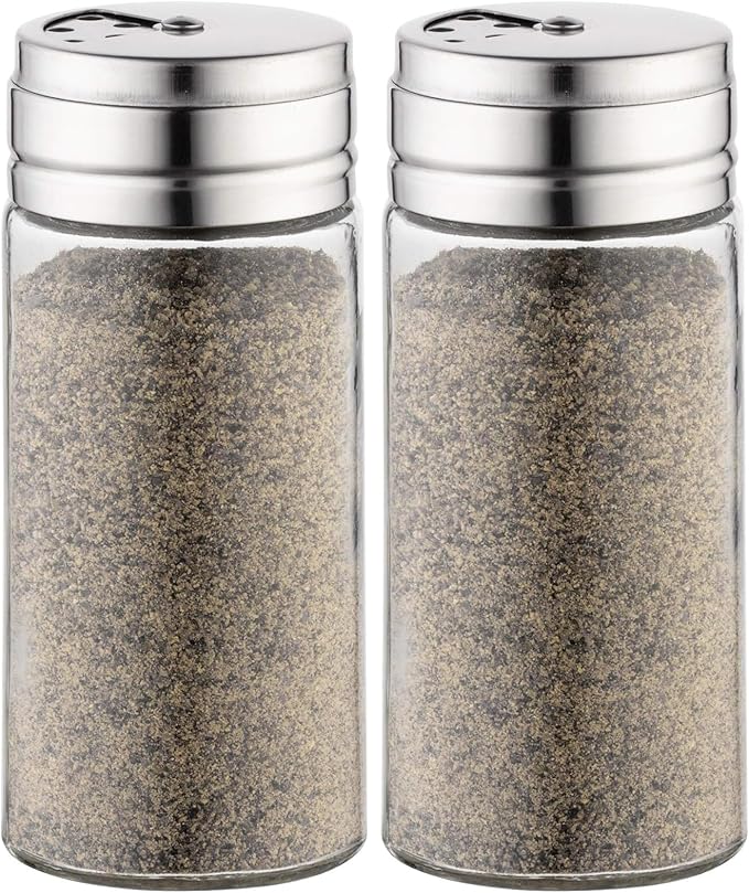 Fox Run 5167 Glass Spice Jar with Stainless Steel Shaker Lid, 6 Ounce, Clear Container for Seasonings, Small (Pack of 2) by foxrunbrands