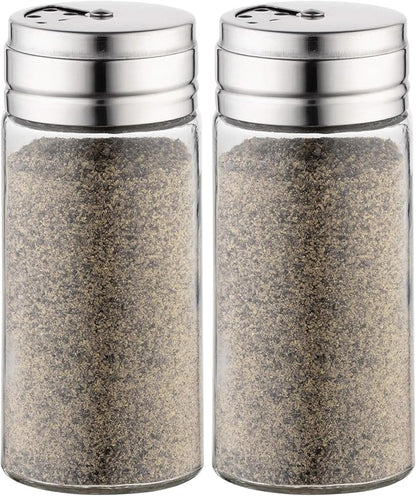 Fox Run 5167 Glass Spice Jar with Stainless Steel Shaker Lid, 6 Ounce, Clear Container for Seasonings, Small (Pack of 2) by foxrunbrands