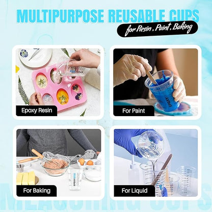 [Pack of 25] 10oz Disposable Graduated Measuring Cups for Mixing - Measurements in mL and Oz - Multipurpose Reusable Cups for Paint, Epoxy Resin, Stain, Liquid Mixing Cups