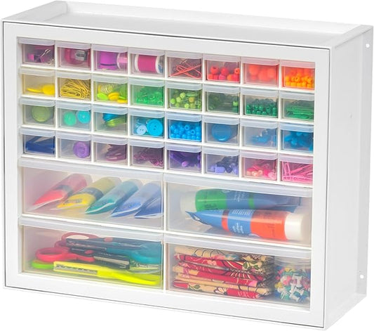 IRIS USA Small Parts Storage Cabinet, Made in USA, 36-Drawer Organizer for Screws, Nuts & Bolts, Electronics, Hardware, Beads, Crafts, Scrapbook Art Hobby, Teacher Toolbox, Garage Storage – White