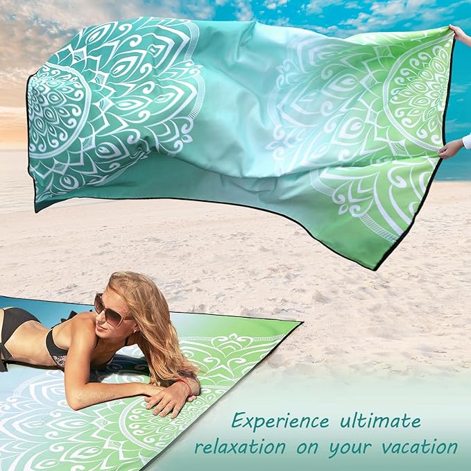 WIWIGO Beach Blanket Waterproof Sandproof Beach Mat 79" X 83"/10'x9'for 2-8 Adults Quick Drying Outdoor Picnic Mat Beach Accessories for Travel, Camping, Hiking - Image 4