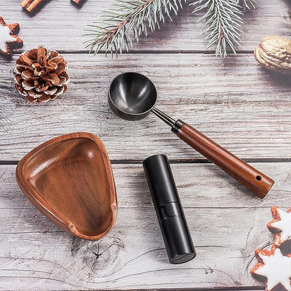 3pcs Coffee Bean Dosing Cup Set with Gift Box, Dosing Walnut Wood Cups Stainless Steel Spoon Portable Spray Bottle Static Reduction Precise Measuring for Espresso Tea Coffee Bar Accessories Kit - Image 7