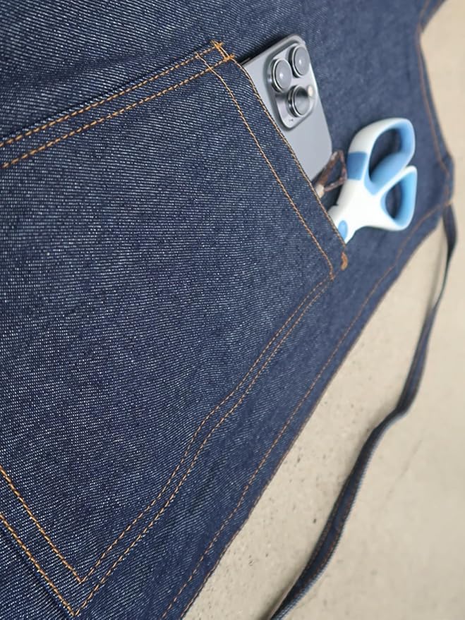 BLUE DENIM, the original split overlapped apron for potters, chefs, gardeners, artists, men and women
