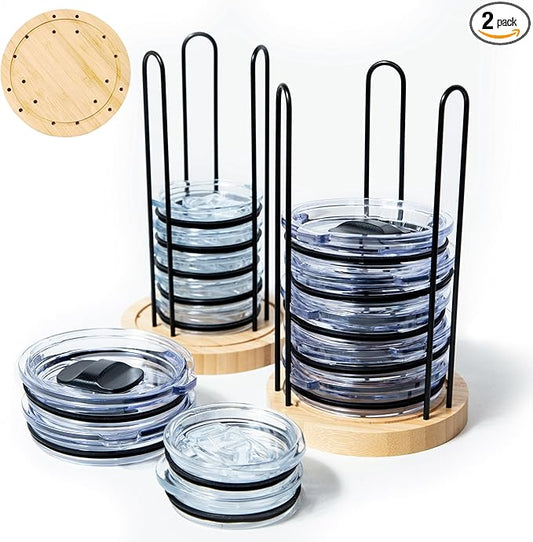 2PC Tumbler Lid Organizer, Detachable Cup Lid Organizer for Simple Modern Tumbler/Yeti Tumbler/Stanley Tumbler Lids, Holds up to 20 Lids, Cup Organizer for Kitchen Organizers and Storage by TelKeen