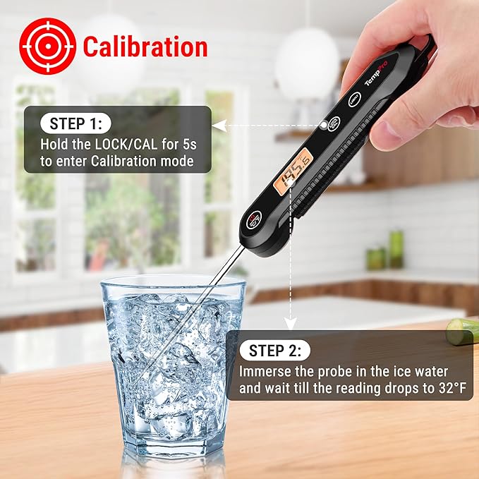 TempPro Digital Instant Read Meat Thermometer for Grilling Waterproof Kitchen Food Thermometer with Calibration Backlight Baking Bread Candy Thermometer Cooking Tools Utensils (Previously ThermoPro) - Image 7