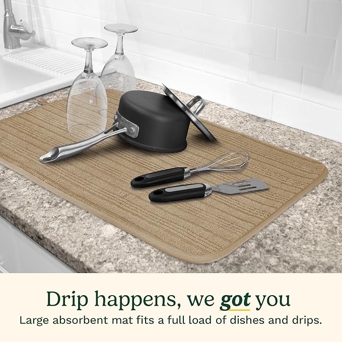 Cuisinart Dish Drying Mats for Kitchen Counter - (2) 18" x 24" Ultra Absorbent Dish Drying Mat XL - Foldable, Machine Washable, Fast Drying Dish Mat (Horizontal Stripes) - Image 2