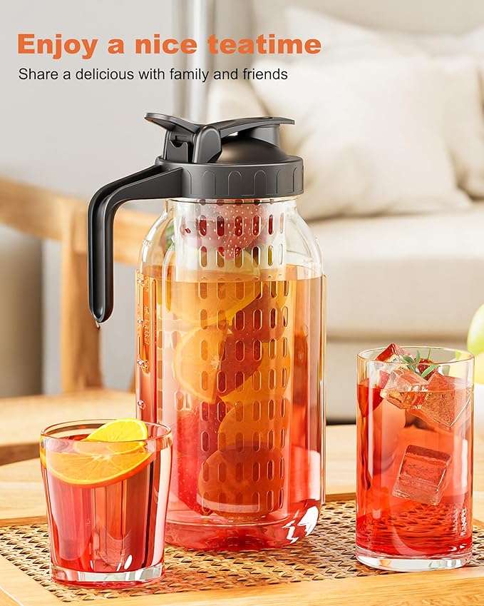 64oz Glass Mason Jar Pitcher (Half Gallon) – Airtight & Leakproof Glass Pitcher with Lid, Wide Mouth 2 Quart with Pour Spout, Ideal for Iced Tea, Sun Tea, Cold Brew, Breastmilk & Infused Drinks - Image 7