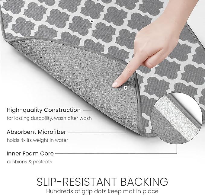 Bellemain XL Dish Mat 24" x 17" ( LARGEST MAT ) Microfiber Dish Drying Mat , Super absorbent ( Trellis ) - Image 4