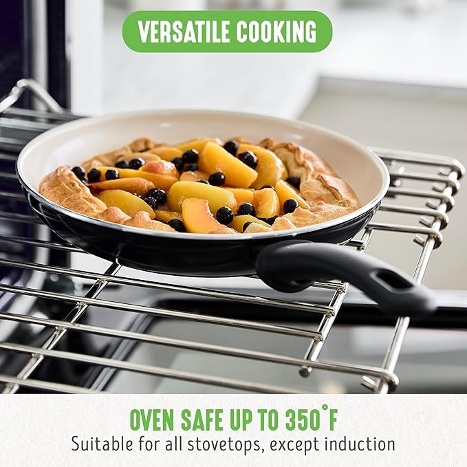 GreenLife Non Stick Fry Pan Set (7" & 10"), Non-Toxic PFAS-Free Ceramic Skillets, Dishwasher & Oven Safe, Egg Omelet Frying Pans, Stay- Cool Handles, Kitchen Home Cooking Essentials, Black and Cream - Image 5