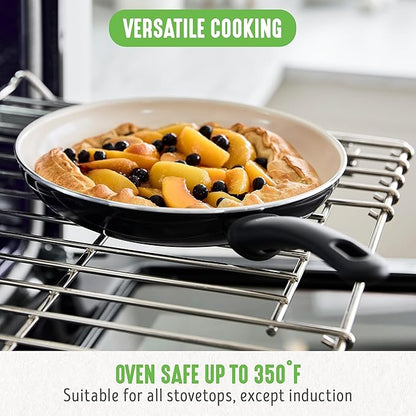 GreenLife Non Stick Fry Pan Set (7" & 10"), Non-Toxic PFAS-Free Ceramic Skillets, Dishwasher & Oven Safe, Egg Omelet Frying Pans, Stay- Cool Handles, Kitchen Home Cooking Essentials, Black and Cream - Image 5