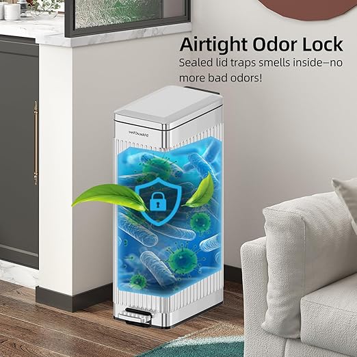 Soft-Close Trash Can with lid，8 Gallon/30L Anti-Fingerprint Stainless Steel Garbage Can with Foot Pedal for Kitchen - Image 3
