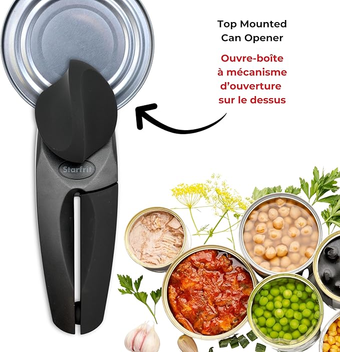 Starfrit MightiCan Can Opener - Safe - Holds Lid and Leaves No Sharp Edges on Lid - 3 year warranty - Comfort Grip - Heavy Duty Non-Slip Knob - 2025 Model - Image 4